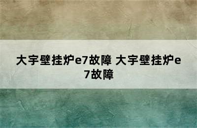 大宇壁挂炉e7故障 大宇壁挂炉e7故障